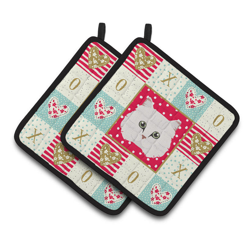 Ensemble de cuisinier poignée 2 pièces carolines brésilien chat love, Chinchilla Persan à poils longs