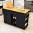 Kitchen Island Cart with Drop Leaf, Power Outlets and Ample Storage on Wheels-1548952851