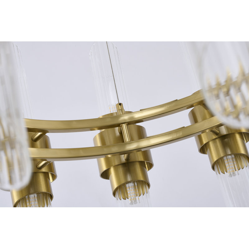 Lustre transitionnel en verre satiné 24 lumières