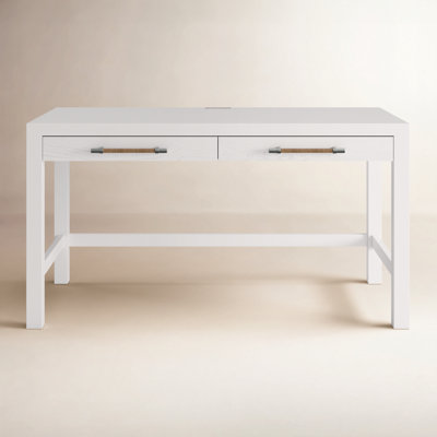 Lana Solid Wood Base Writing Desk with Power Outlet