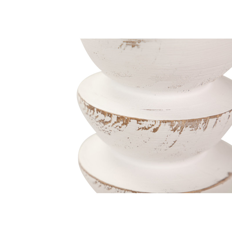 Wood Tabletop Candlestick, White