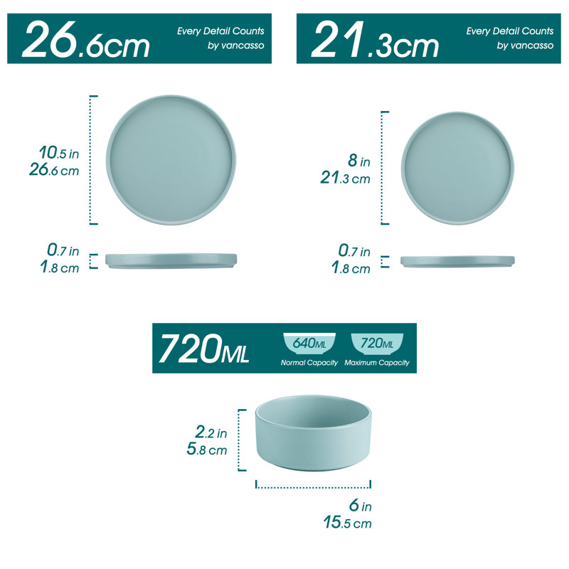 Vancasso  Stoneware Dinnerware - Set of 12, Blue