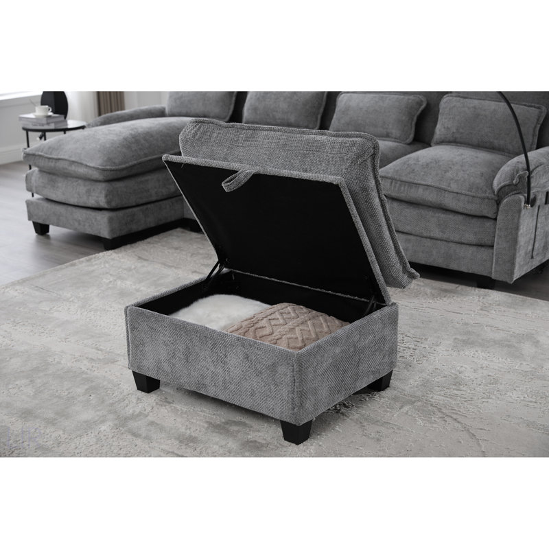 106 Inch U Shape Sectional Sofa With Chenille Upholstery, Comfortable Modular Design, And Built-In Charging For Modern Living Rooms