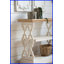 Charme de campagne française blanche Table basse en bois naturel - 3 niveaux de rangement pour le salon