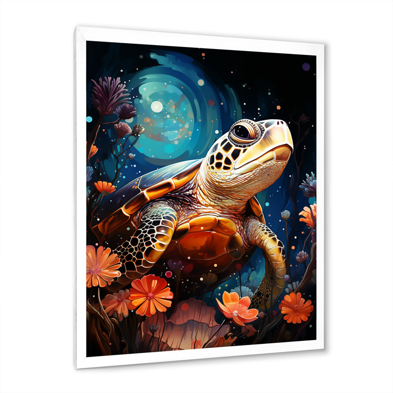 Cosmic Marine Journey I, Cadre simple blanc, H 44 po x l 34 po x P 1,5 po