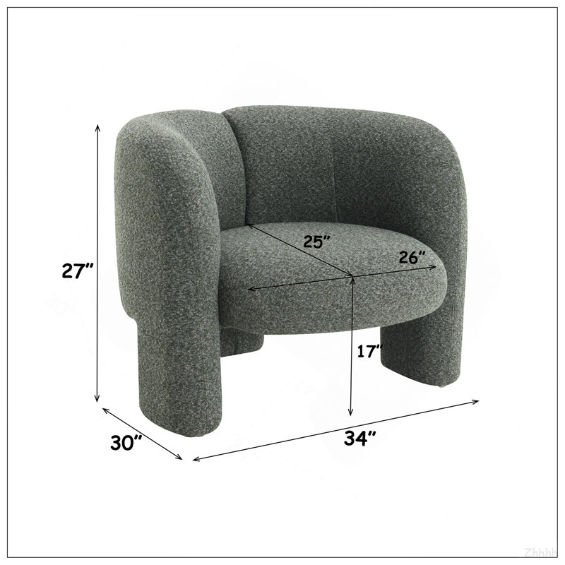 Fauteuil d'appoint en tweed vert Pemba