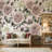 Beige Floral Pattern Wallpaper-93707530