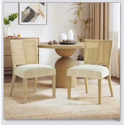 Ensemble de 2 chaises de salle à manger en rotin sans accoudoirs, combinant design Mid-Century et confort moderne pour une salle à manger élégante
