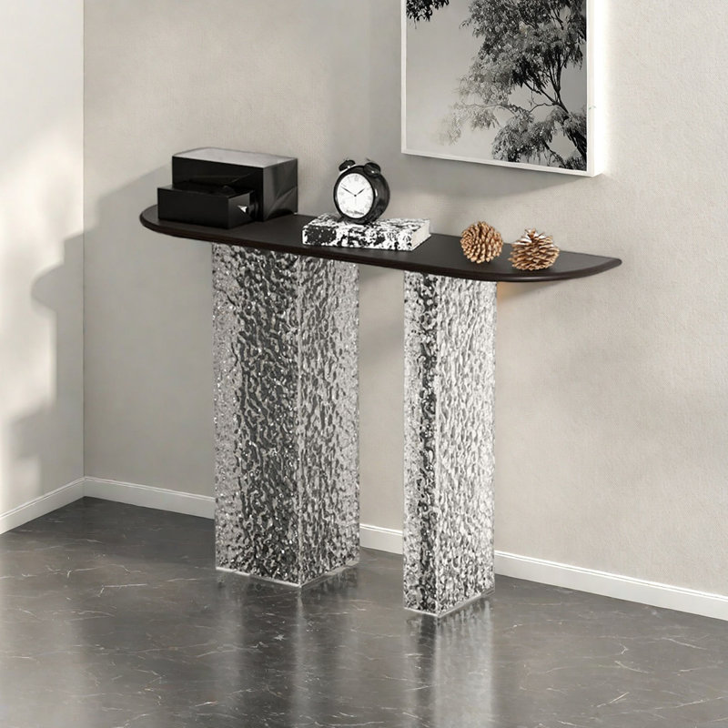 Modern minimalist acrylic console table, 31.5" H x 47.24" W x 11.81" D, Black