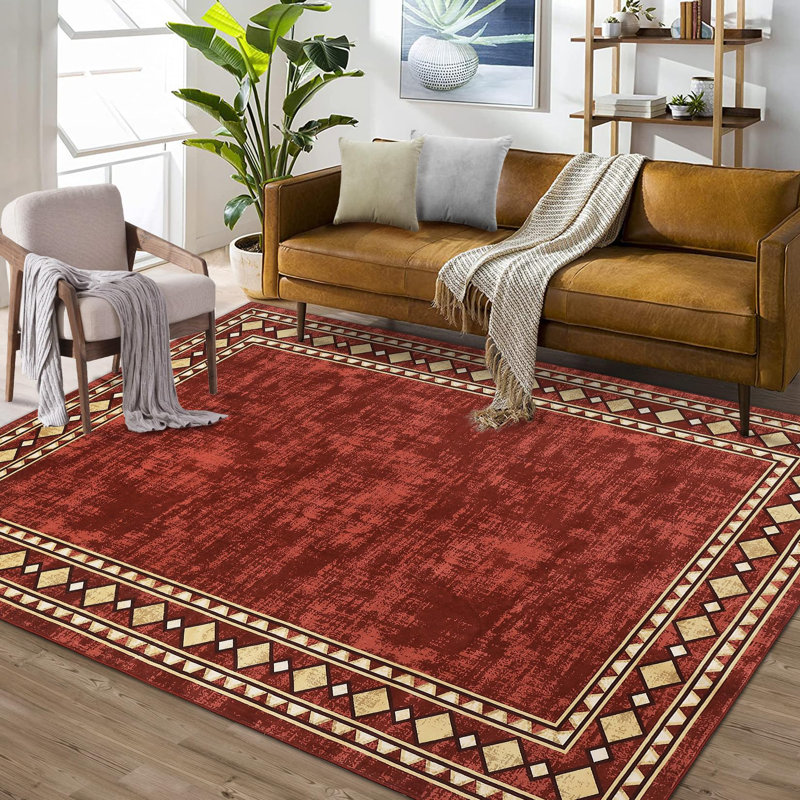 10x13 Rugs for Living Room Washable Rug for Bedroom Scalloped Area Rugs Stain Resistant Modern Soft Folding Throw Carpet Low Pile Floor Cover for Nursery Playroom
