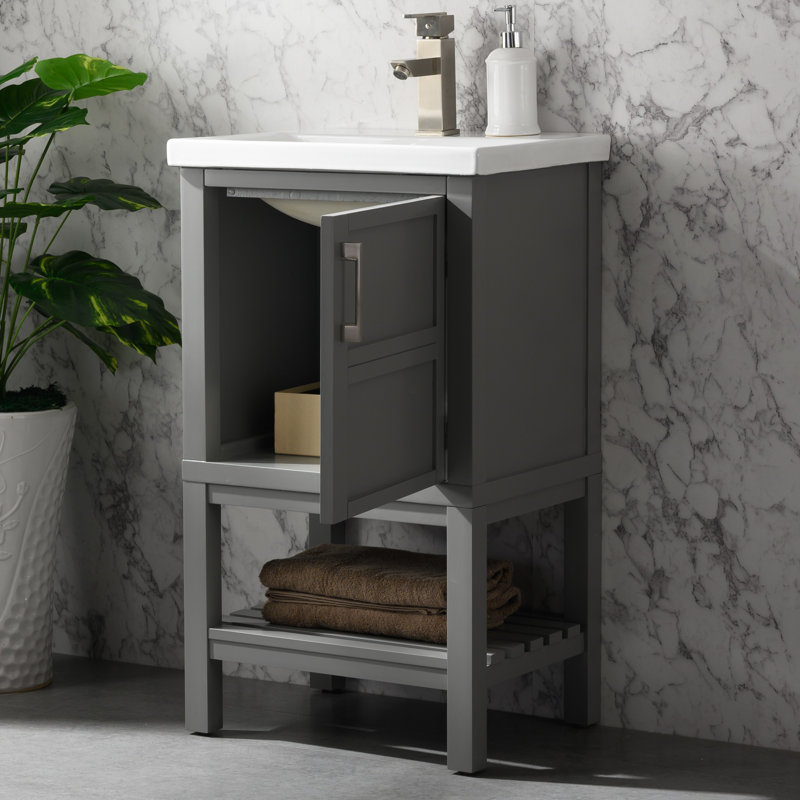 Darion 20" Single Bathroom Vanity with Ceramic Top, Gray