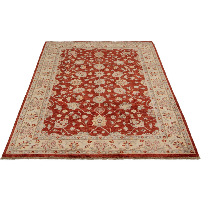 Tapis de salle de coton 6 pi 3 po x 9 pi 3 po chobi brun/beige one-of-kind à la main noué la 2010 Bhavik