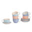 Nicola Spring 12 Piece Hand-Printed Cappuccino Cup & Saucer Set - 250ml - 3 Colours