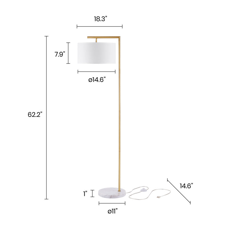 Hogle 62.2" Brass Arched Floor Lamp 