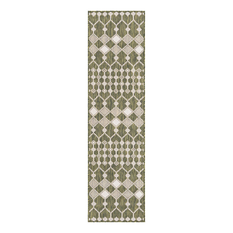 Tapis d'extérieur Green_Unique Loom Traliccio, Tapis de couloir 2 pi x 7 pi 10 po