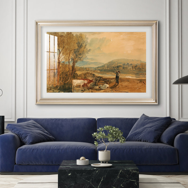 Château de Lulworth, Dorset, vers 1820 - J.M.W. Turner - Estampe encadrée sur mesure, 28x40 INNER SIZE, Framed Print with Mat