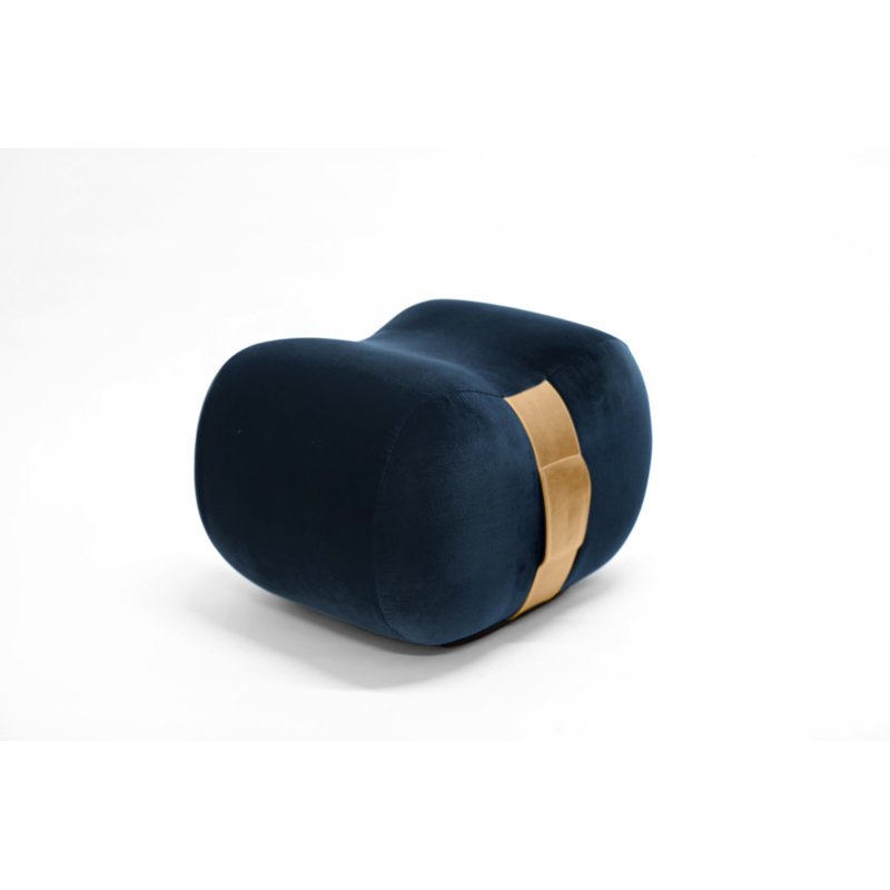 Milo Velvet Ottoman, Ocean/Umber Velvet