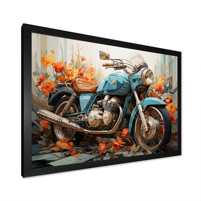 «Geometric Bike Essence I», reproduction sur toile, H 12 po x l 20 po x P 1 po, Cadre simple noir