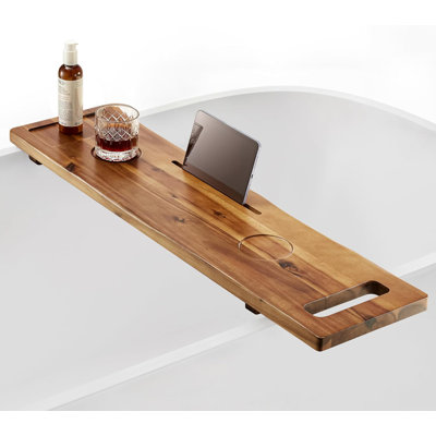 Acacia Bathtub Caddy Tray Table | 39 X 9.75 X 2.5 Inch Large Bath Tub Tray Wooden | Anti-Tipping, Sustainable Tub Tray For Bathtub | Bathtub Accessories Holders For Bathtub (Acacia, 39X9.75)