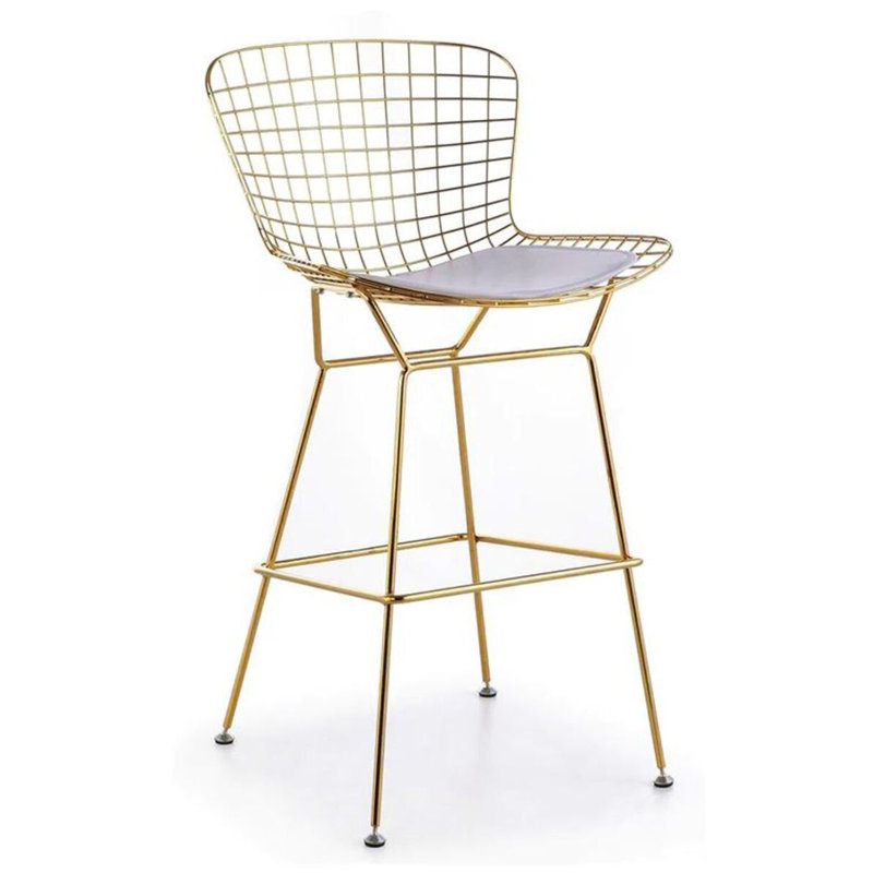 Tokio Metal Stool, White Seat/Gold Frame