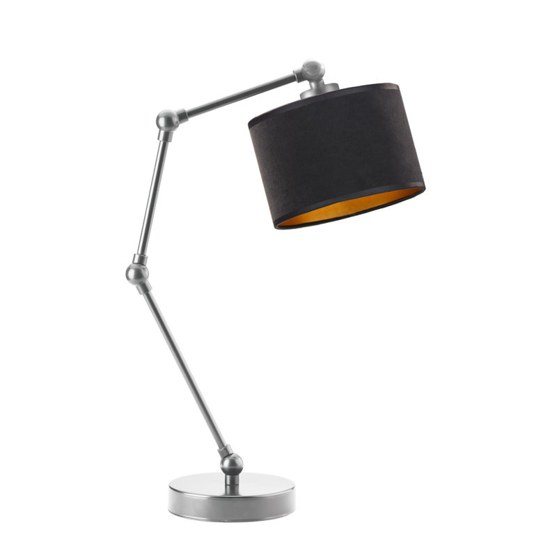 Alirah Adjustable Metal Arched Lamp, Silver, Black/Gold