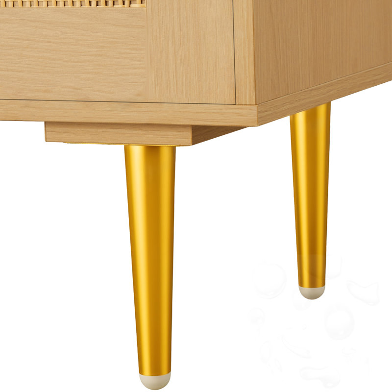 Commode 6 tiroirs en rotin avec pieds