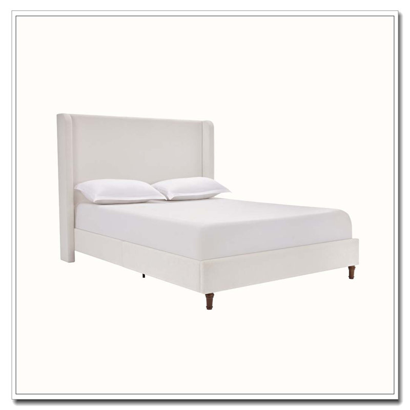 Lit tapissier avec tête de lit Elegant Simplicity, Grand lit, Chenille blanc crème