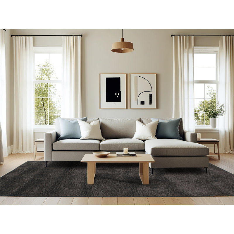 Tapis contemporain noir, Rectangle 6 pi x 9 pi