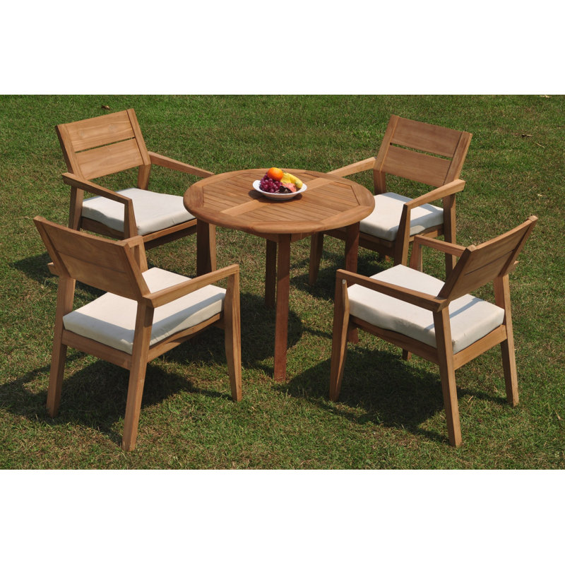 Donner Outdoor 3 - Piece Teak Bistro Set, 4, 30.5" H x 36" W