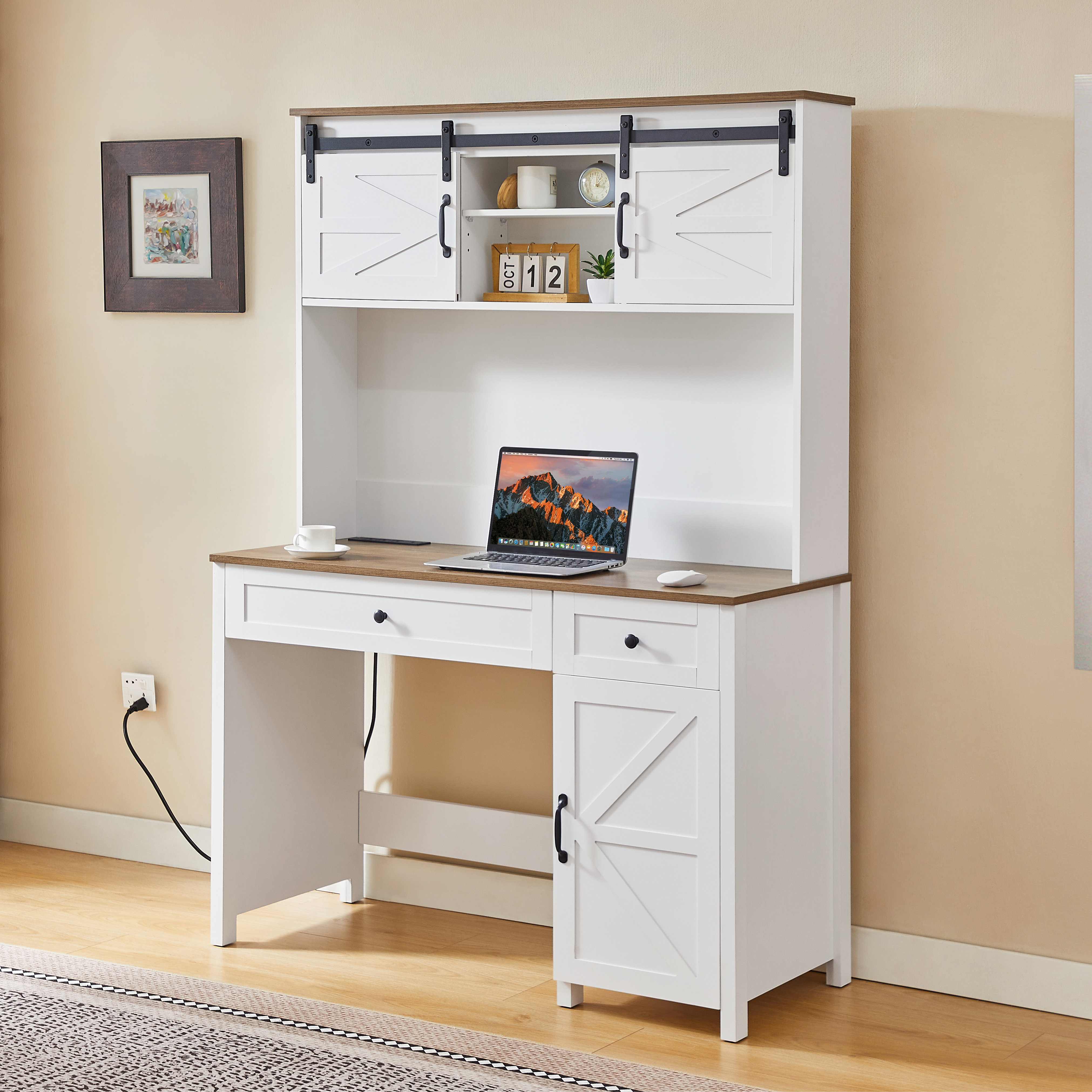 Gracie Oaks Farmhouse Executive Desk