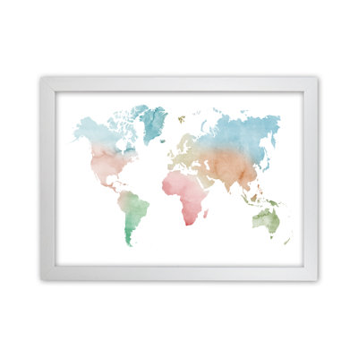 Watercolour World Map - Pastels 1 Piece Wall Art