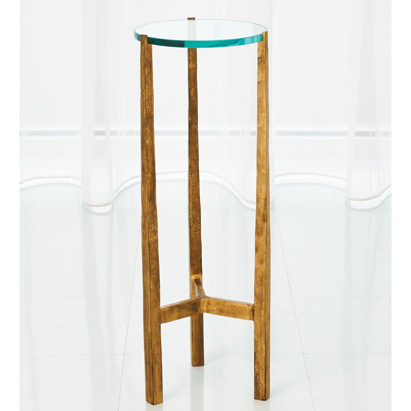 Oculus Glass End Table, Natural Iron