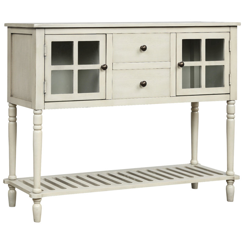 Buffet Barkell, table de buffet, armoire de salle à manger, crédence de bureau avec tablette inférieure et 2 tiroirs