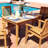 Rectangular Solid Teak Outdoor Dining Table - Light Wood Stain Finish - 47-Inch