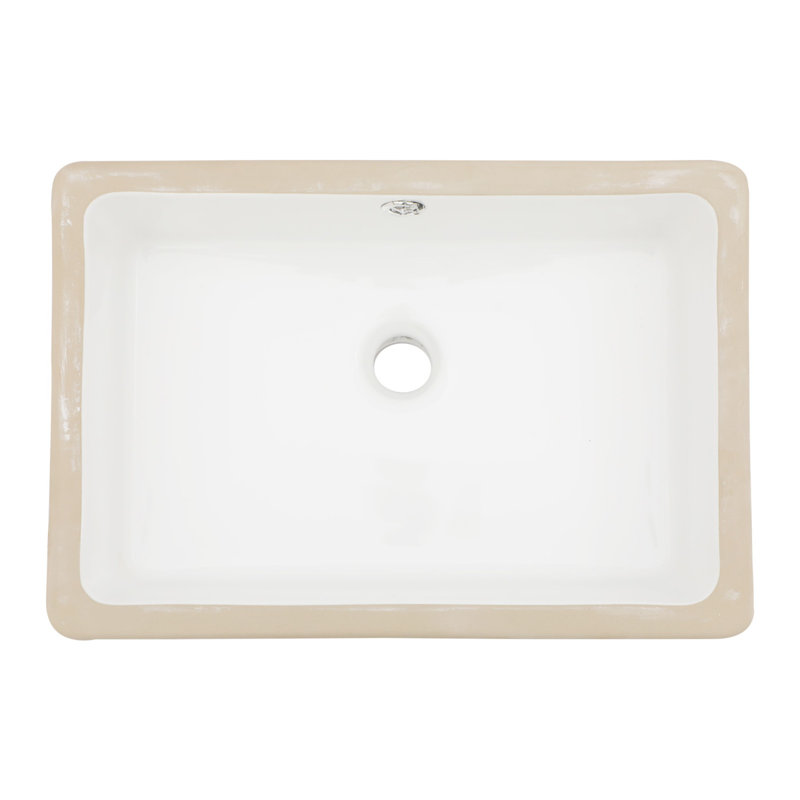 18 "x12"Ceramic Rectangular Undercounter Mount Bathroom Sink with Overflow Hole