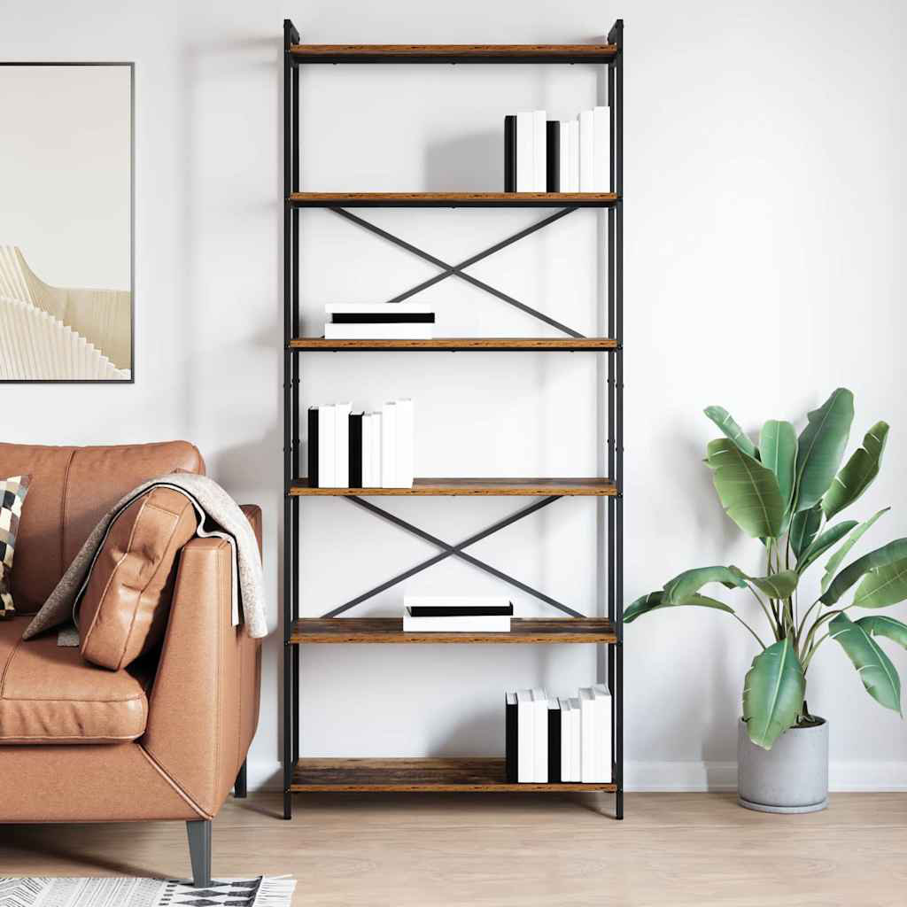 Bookcase Black Oak 80 X 30 X 153 Cm Engineered Wood
