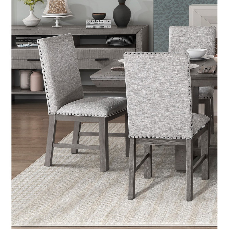 Mobilier de salle à manger rustique, 7 pièces : table, 6 chaises