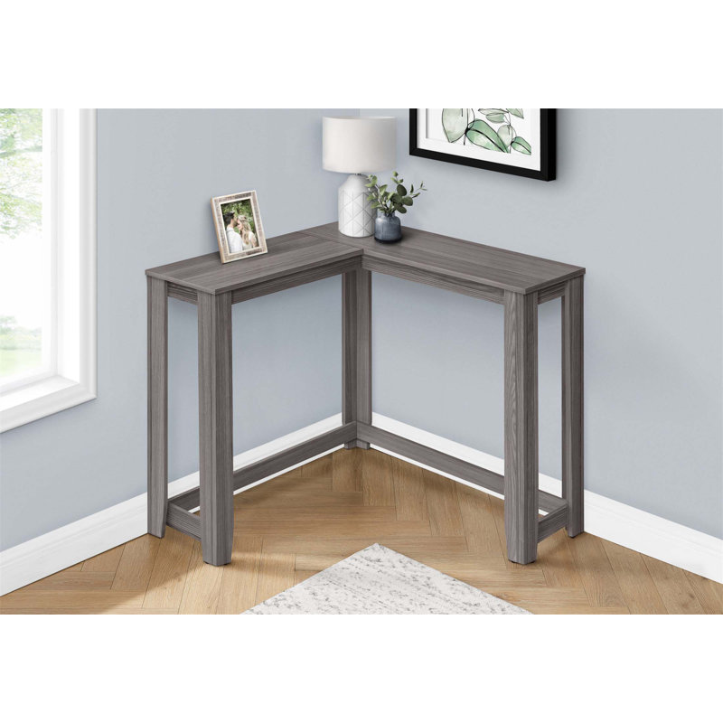 Table d'appoint étroite en stratifié, console d'angle moderne pour l'entrée et le salon, design contemporain avec rangement à deux niveaux