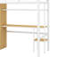 Lit mezzanine simple en métal avec bureau, tablette, armoire et escalier de rangement-293423811