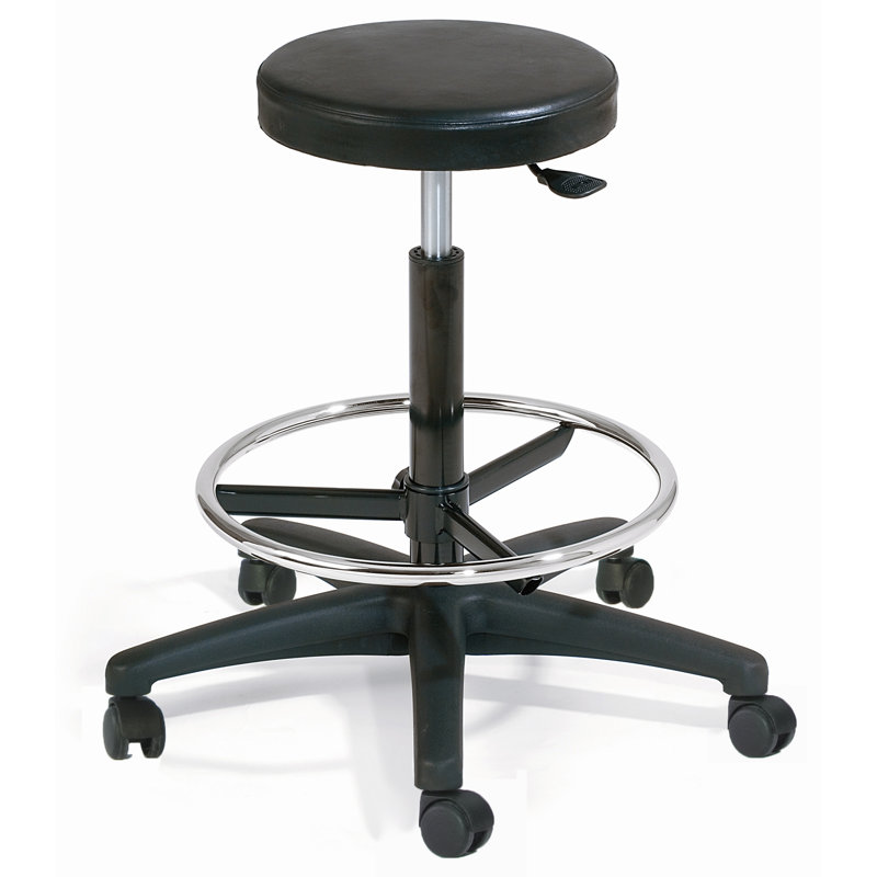 Adjustable Height Ergonomic Stool with Footring and Wheels
