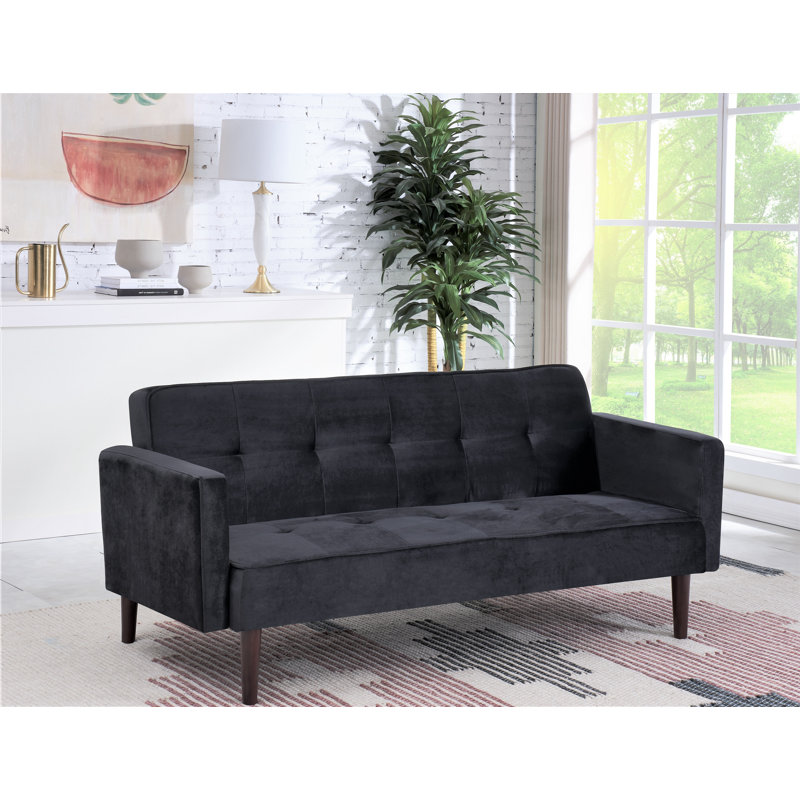 Le canapé convertible Regal Mid-Century de 72 po de largeur, Noir