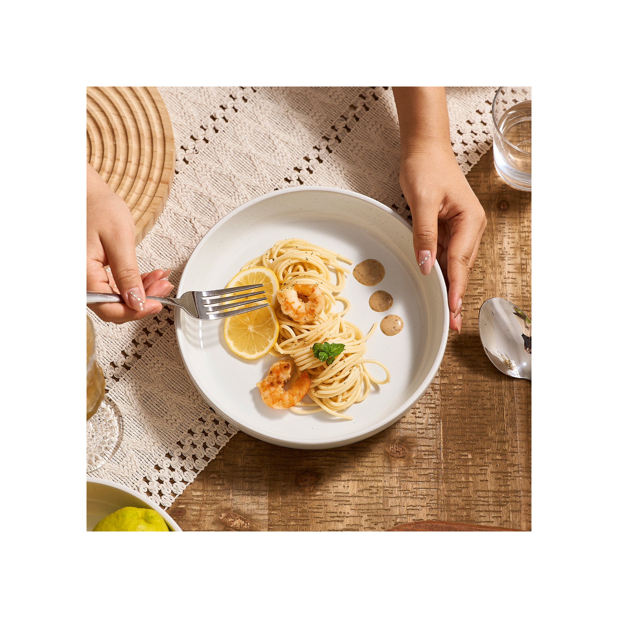 33oz Stoneware Pasta Bowl, White