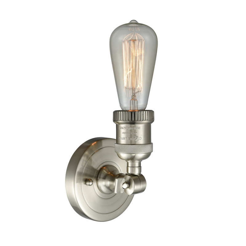 Chickerell Armed Sconce, 6 Watt Vinage LED Bulb, Brushed Satin Nickel