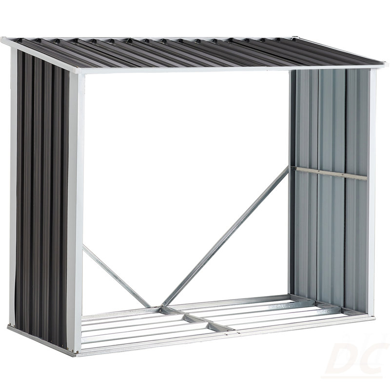 Remise à bûches, support à bûches avec toit, remise à bûches, support à bois de chauffage pour le porche de la cour arrière, acier galvanisé anthracite de 70,9 po