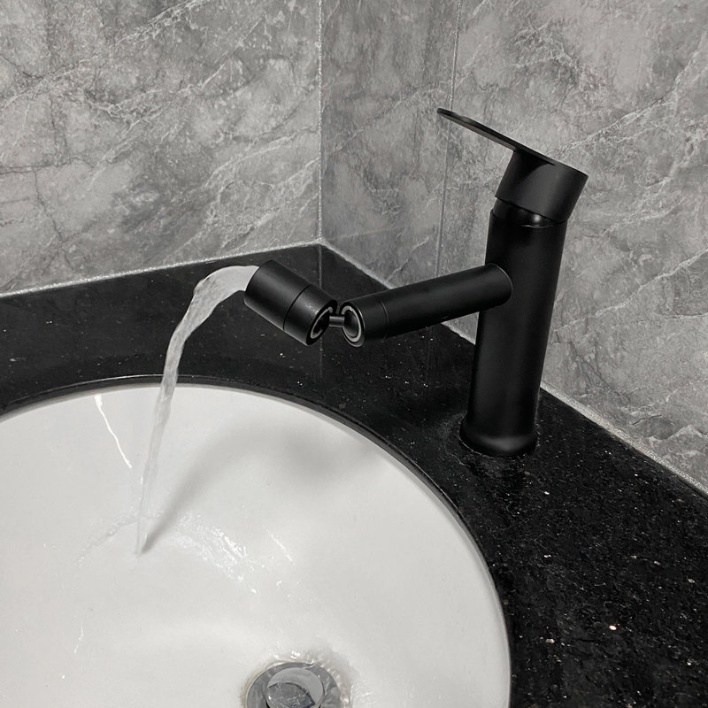 Robinet de salle de bain en acier inoxydable noir mat - Robinet de lavabo à poignée simple avec finition rouille et évier à aération silencieuse