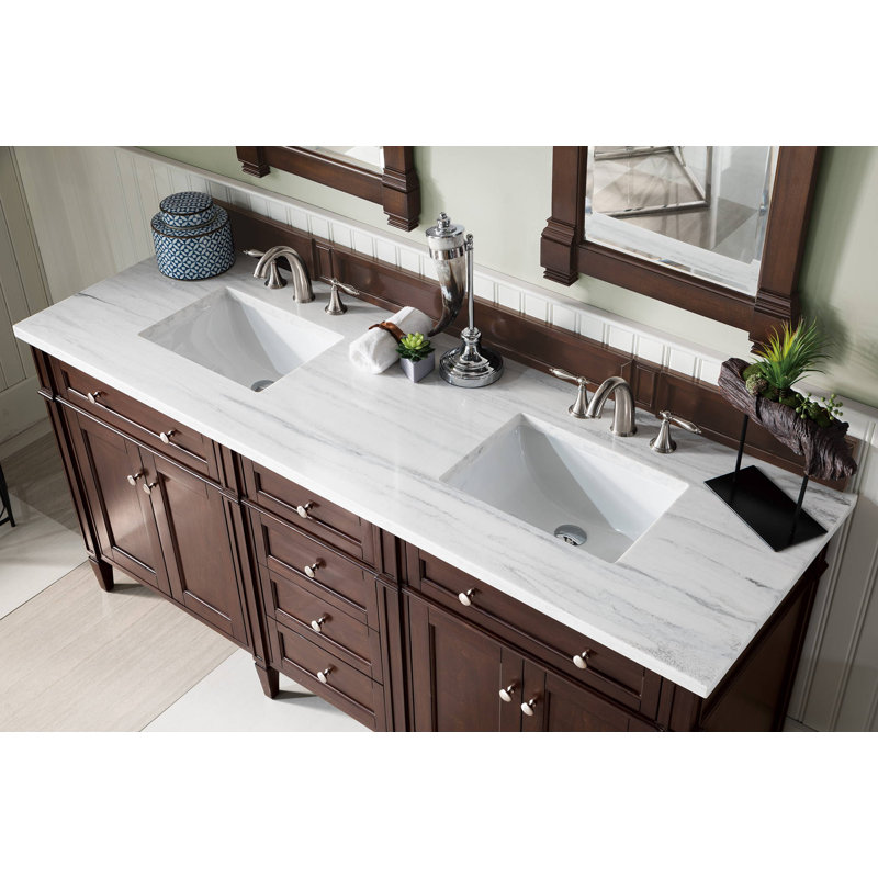 Brittany 72'' W Double Bathroom Vanity Base, Burnished Mahogany
