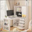 Bureau en L avec chargeur, bureau d'ordinateur avec tiroirs, bibliothèque, avec éclairage à DEL, bureau d'angle moderne, bureau à domicile, bureau d'écriture en L, bureau d'ordinateur de coin avec rangement