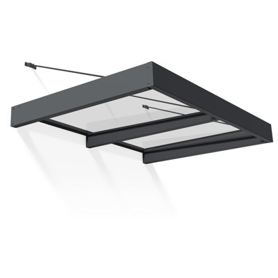 Palram - Canopia Sophia 4' 7" D Acrylic Clear/Gray Stationary Slope Door and Window Awning