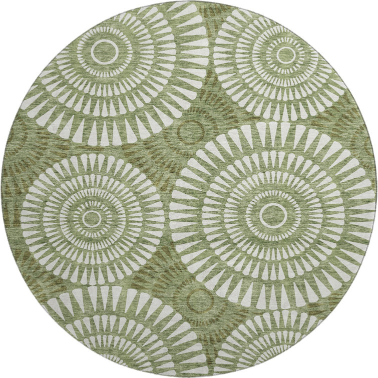 Premium Machine Washable Prisco Green Rug