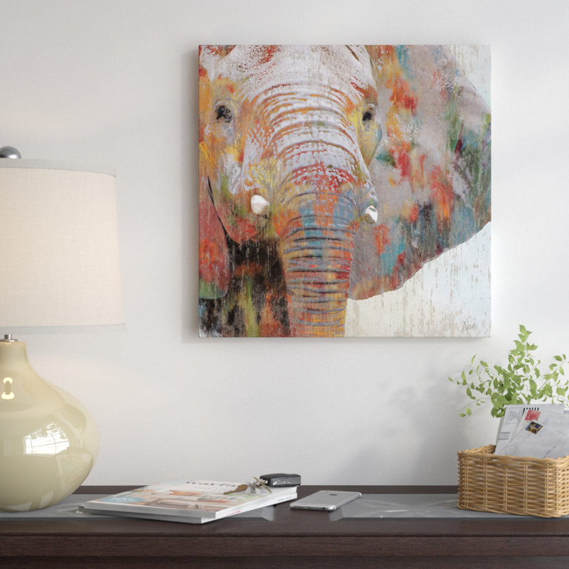 «Paint Splash Elephant» par Nan - impression sur toile tendue, H 12 po x l 12 po x P 0,75 po, Toile tendue